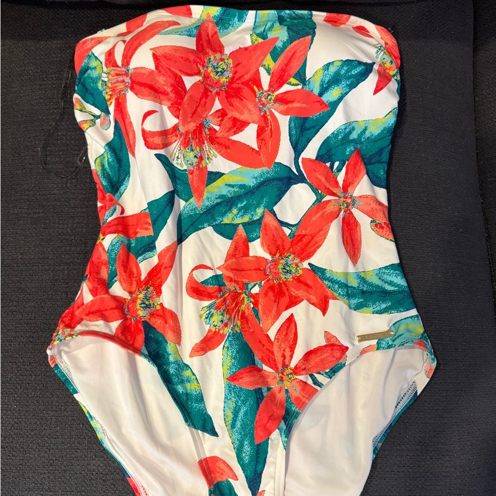 Vince Camuto Floral Strapless Swimsuit